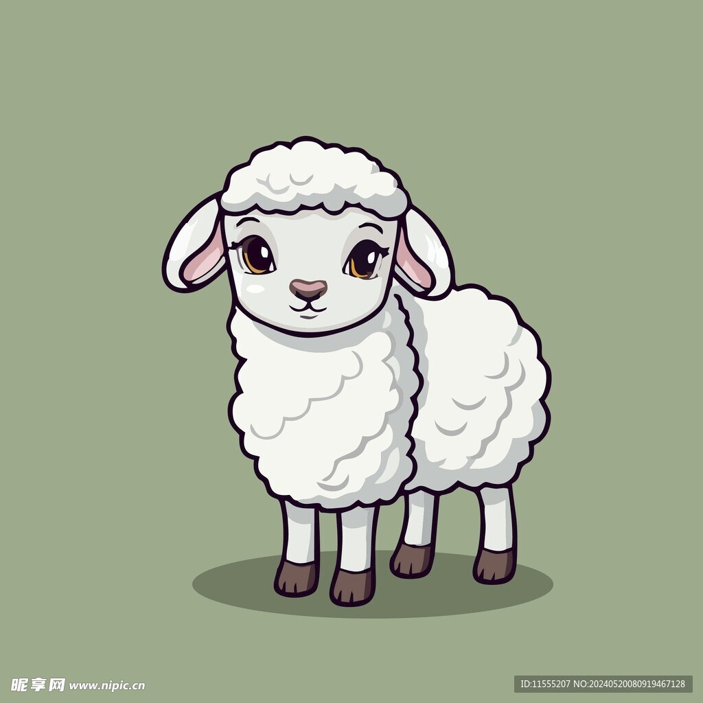 可爱小羊矢量卡通画儿童插画