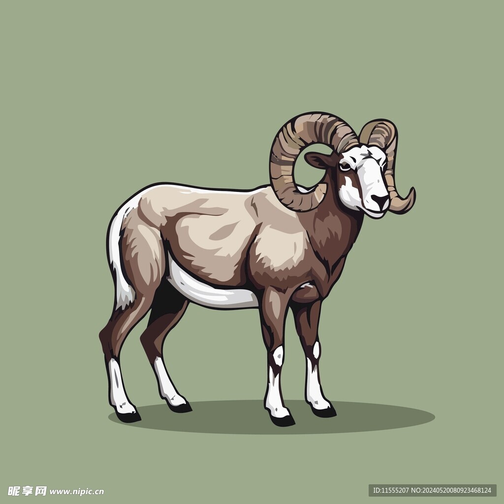 可爱公羊矢量卡通画儿童插画