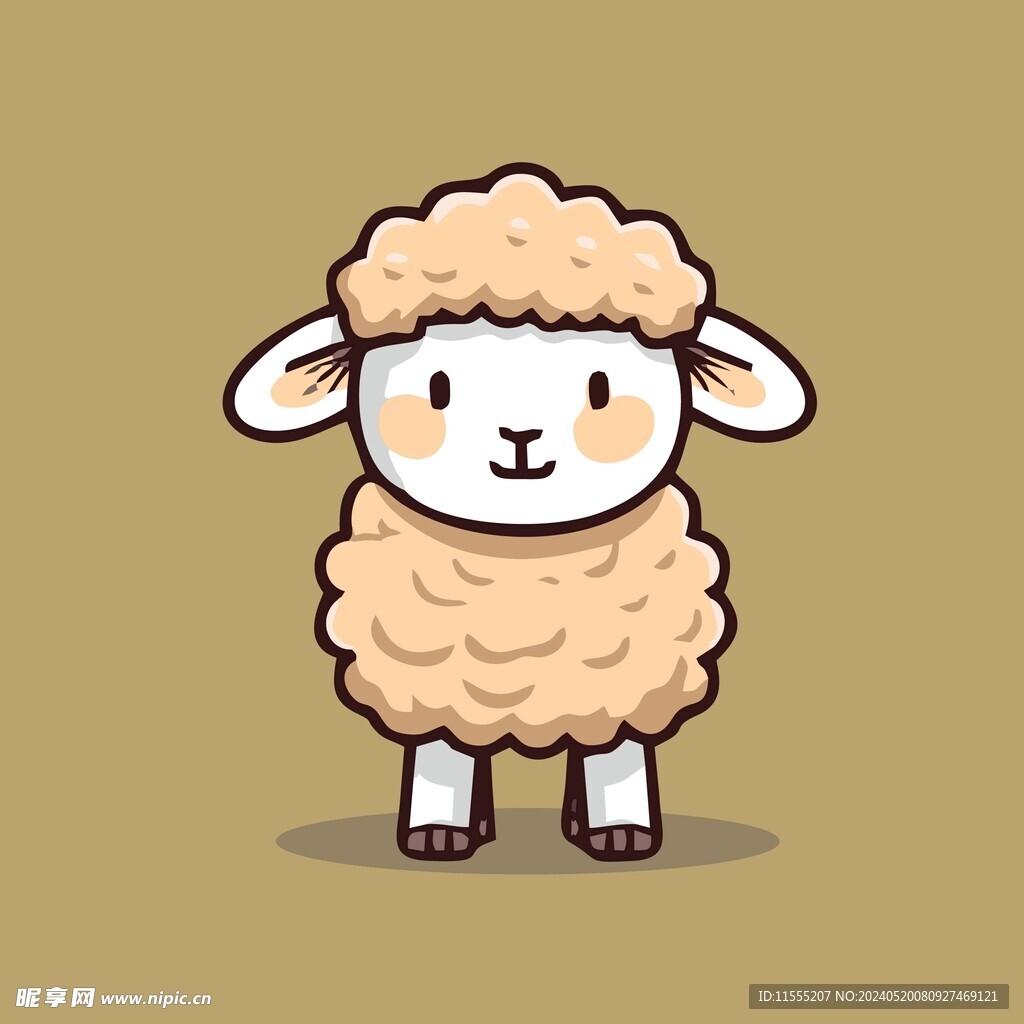 可爱小羊矢量卡通画儿童插画