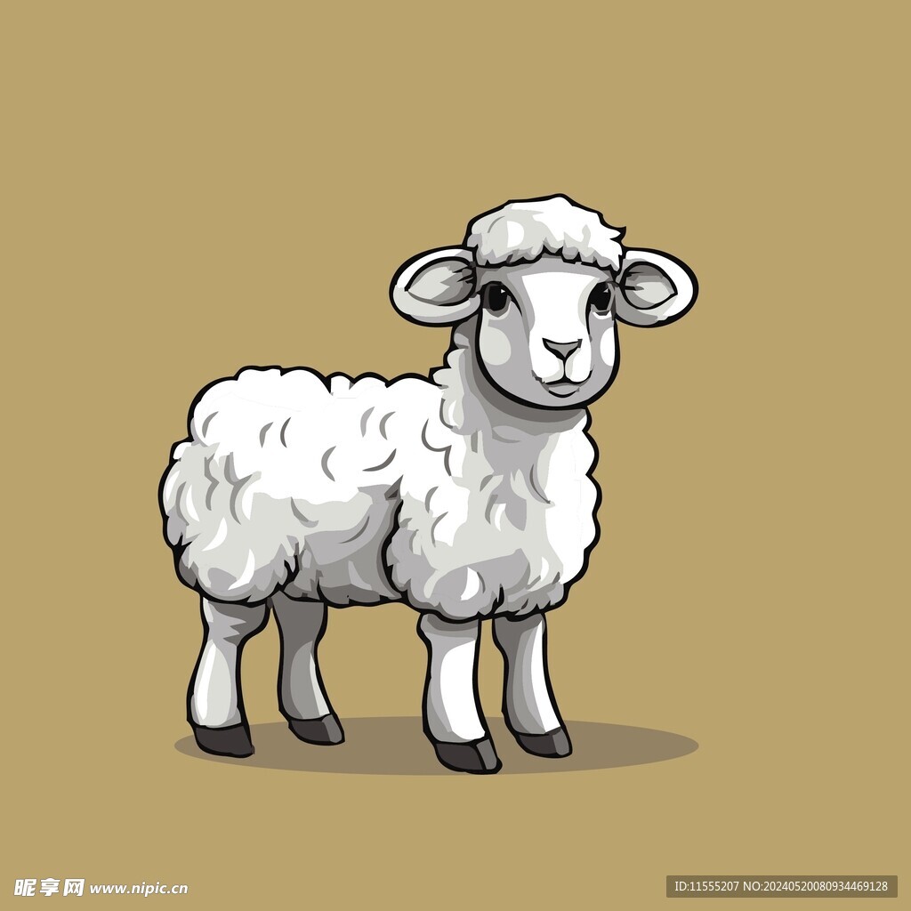 可爱小羊矢量卡通画儿童插画