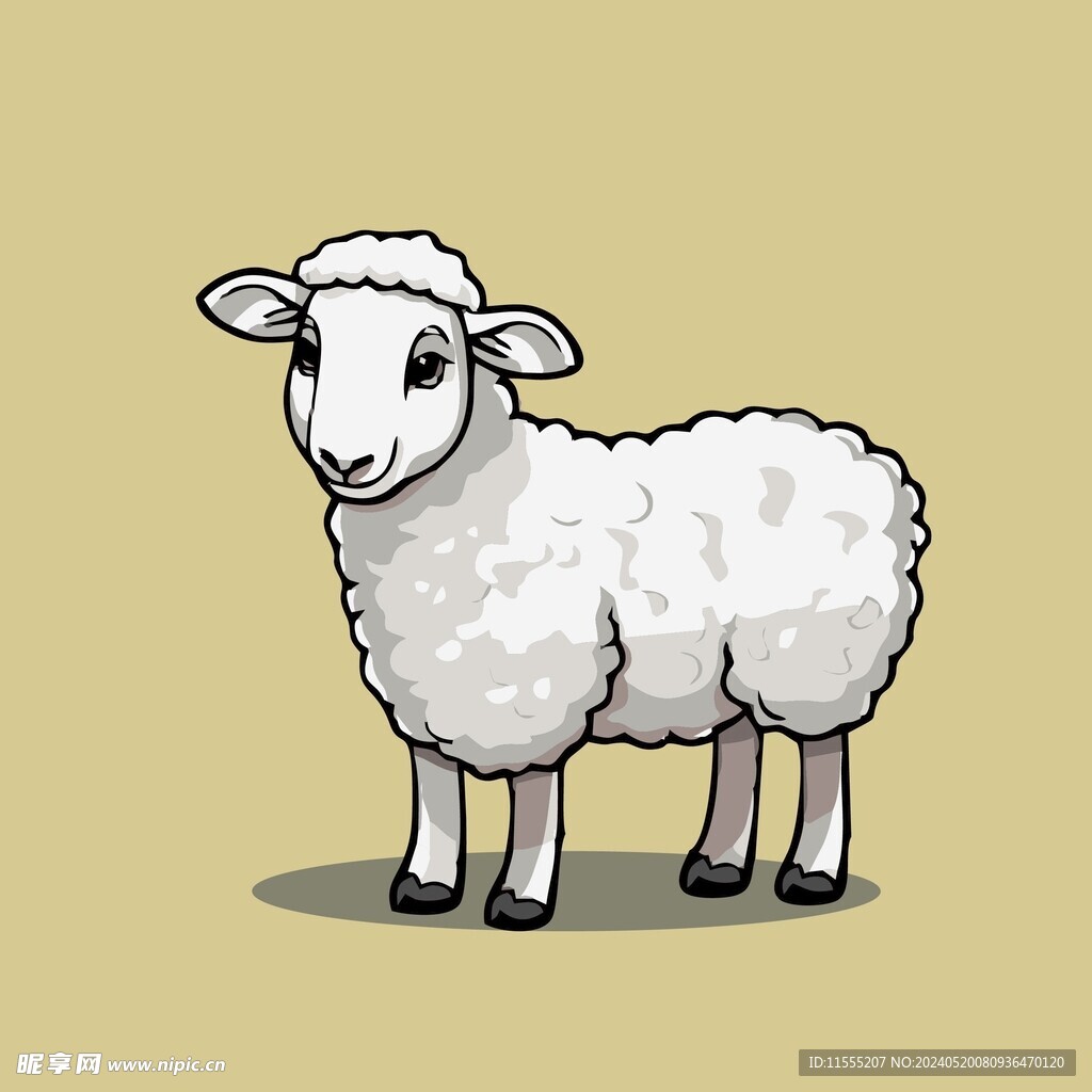 可爱小羊矢量卡通画儿童插画