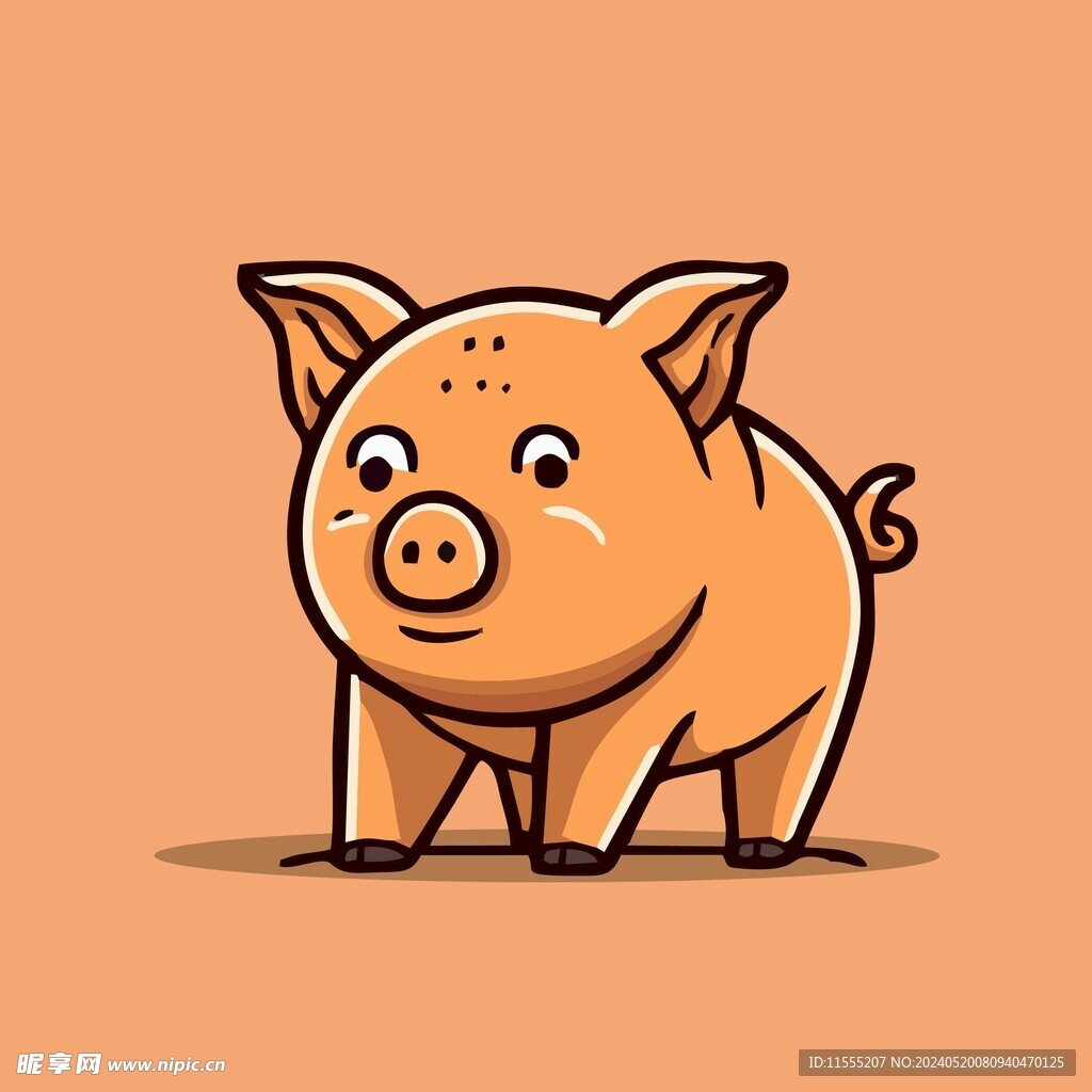可爱小猪矢量卡通画儿童插画