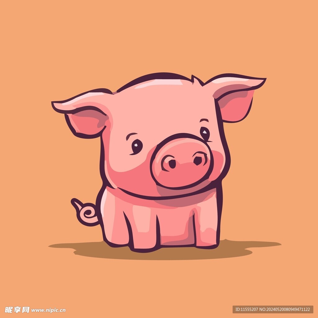 可爱小猪矢量卡通画儿童插画