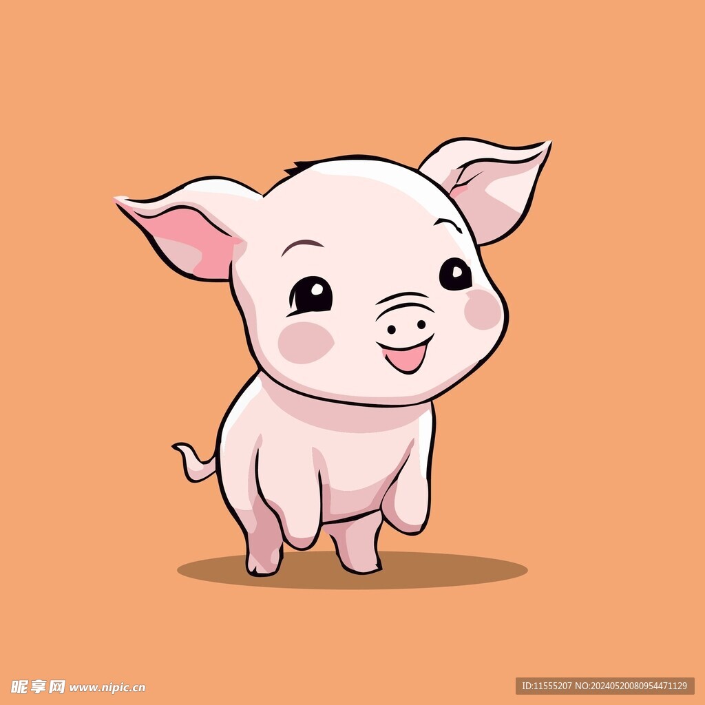 可爱小猪矢量卡通画儿童插画