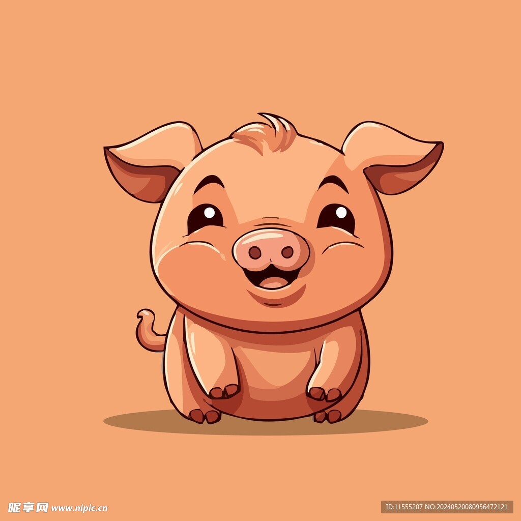 可爱小猪矢量卡通画儿童插画