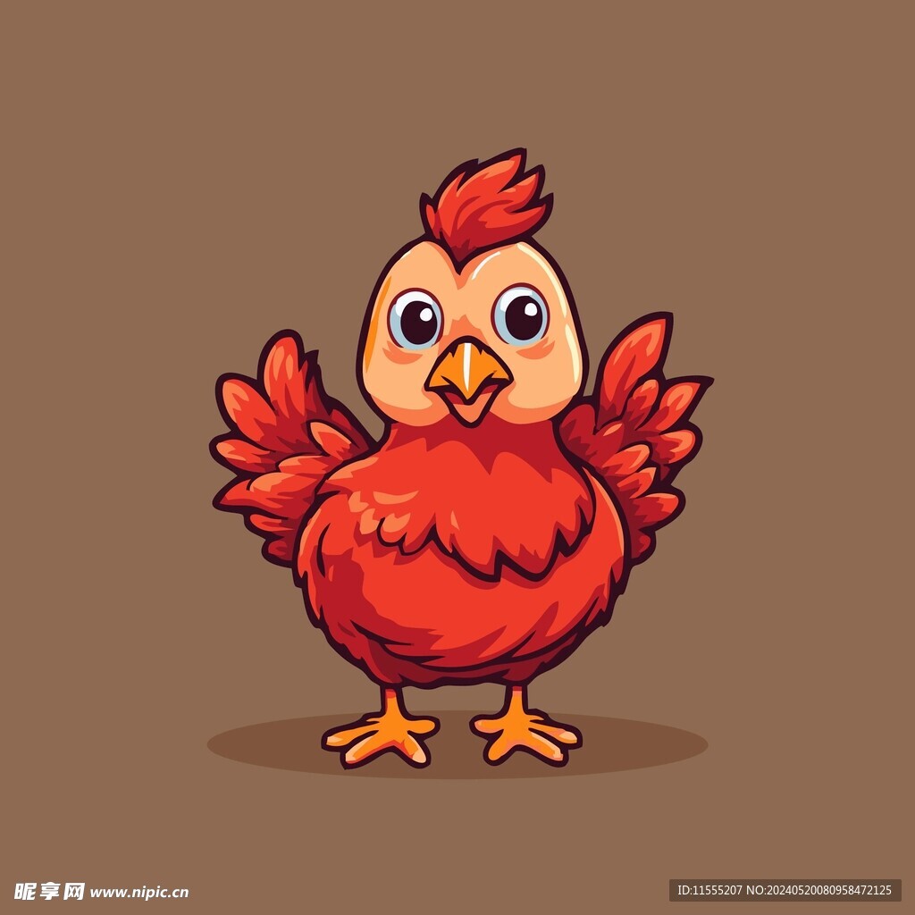 可爱公鸡矢量卡通画儿童插画
