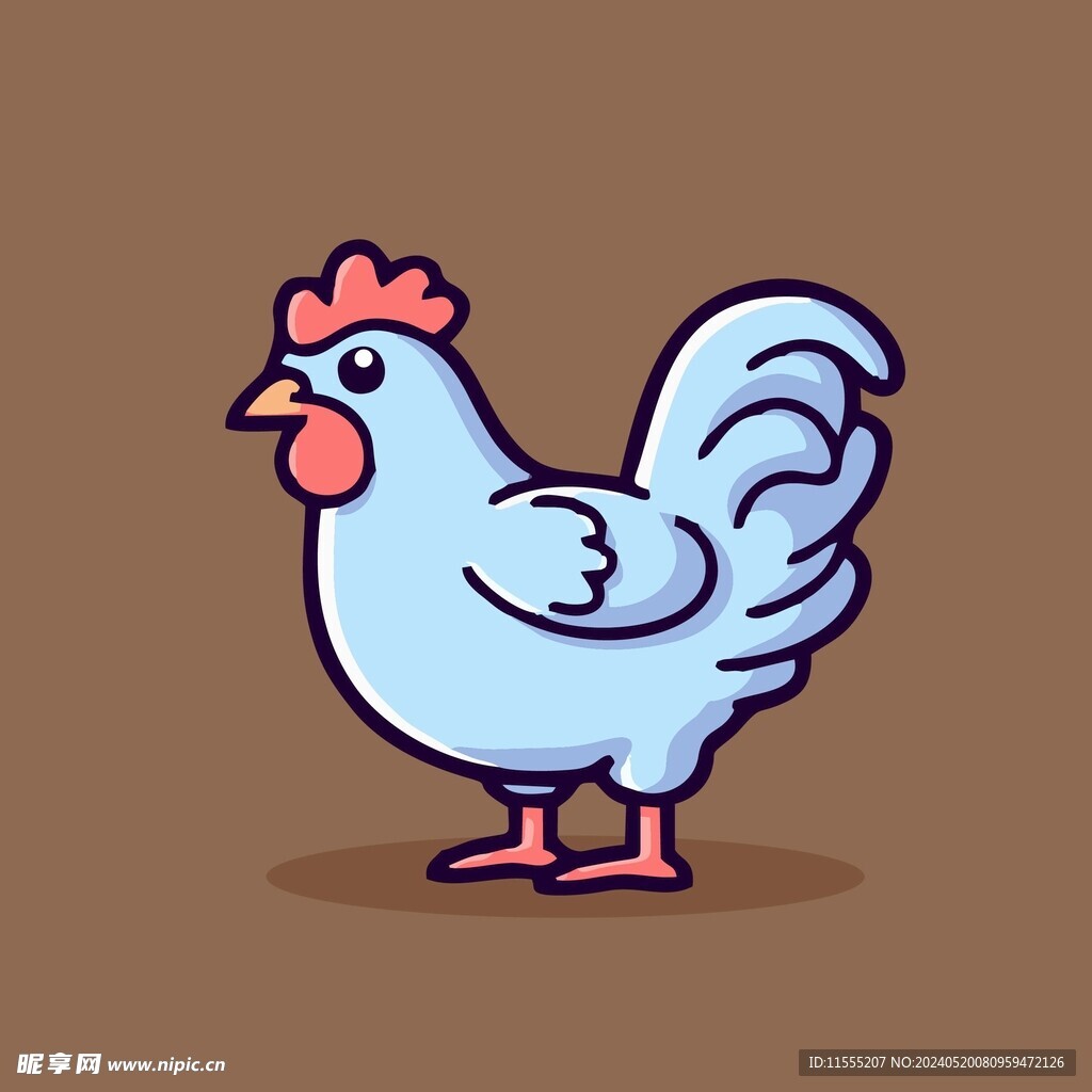 可爱公鸡矢量卡通画儿童插画
