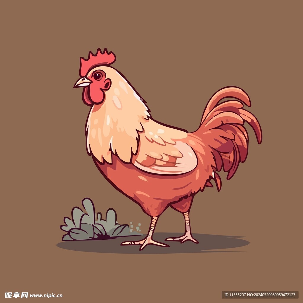 可爱公鸡矢量卡通画儿童插画