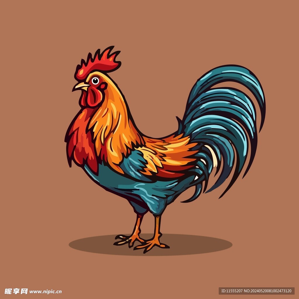 可爱公鸡矢量卡通画儿童插画