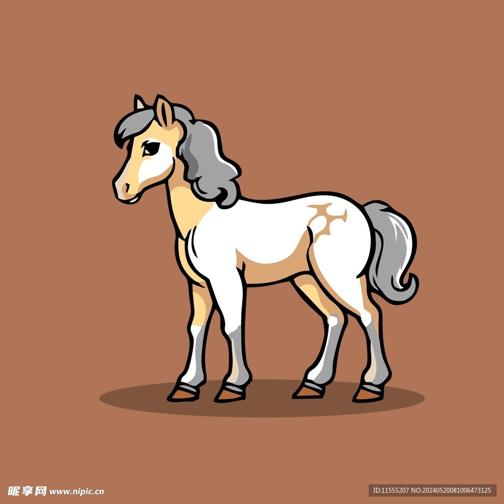 可爱小马子矢量卡通画儿童插画