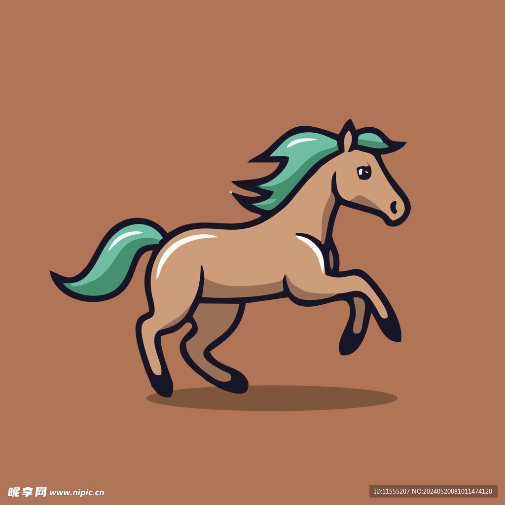 可爱小马子矢量卡通画儿童插画