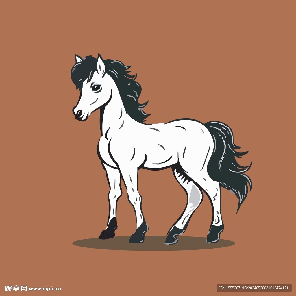 可爱小马子矢量卡通画儿童插画