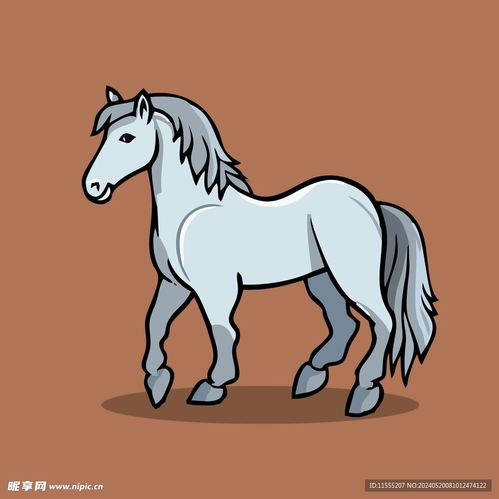 可爱小马子矢量卡通画儿童插画