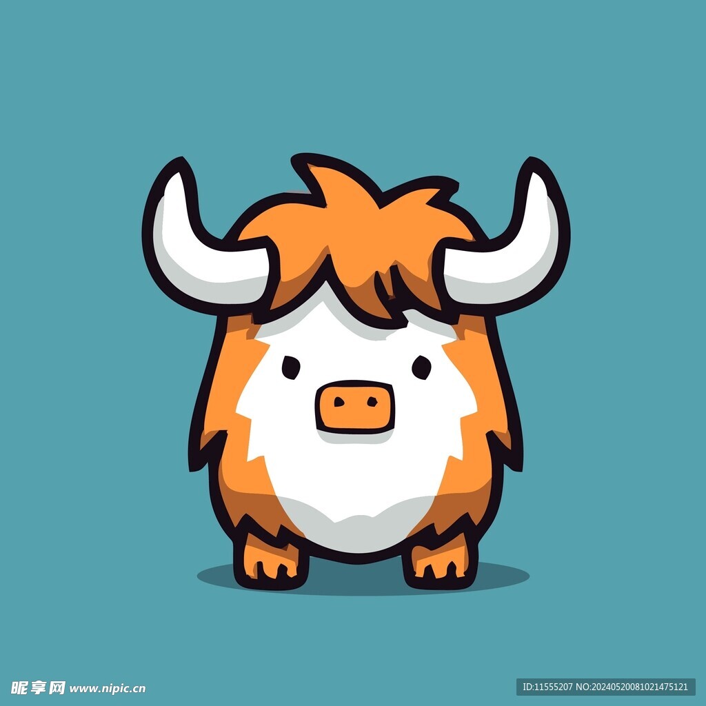 可爱公牛矢量卡通画儿童插画