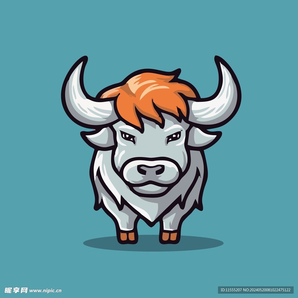 可爱公牛矢量卡通画儿童插画