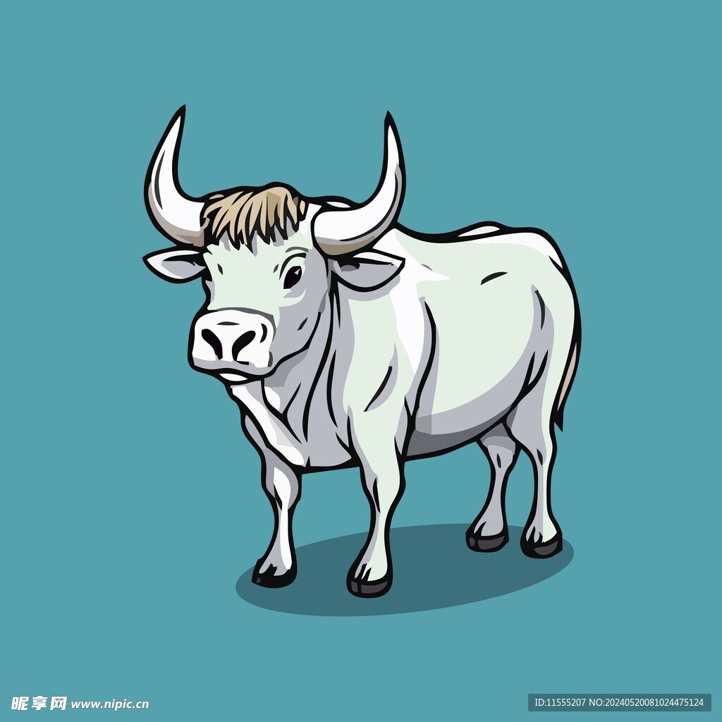 可爱公牛矢量卡通画儿童插画