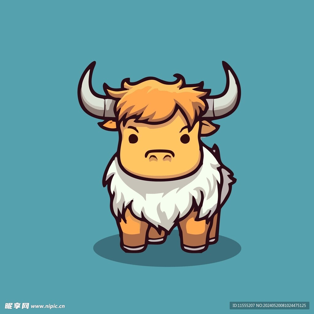 可爱公牛矢量卡通画儿童插画