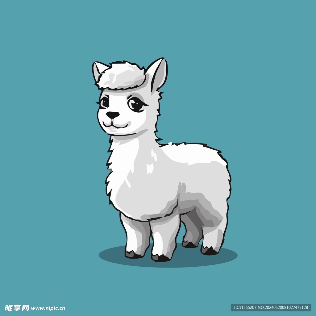 可爱羊驼矢量卡通画儿童插画
