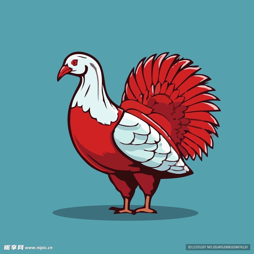 可爱火鸡矢量卡通画儿童插画