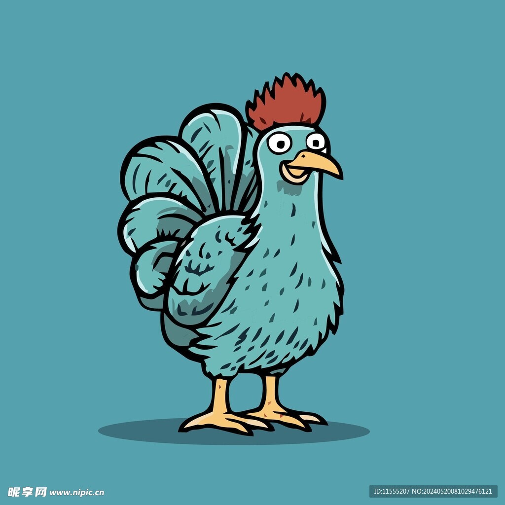 可爱火鸡矢量卡通画儿童插画