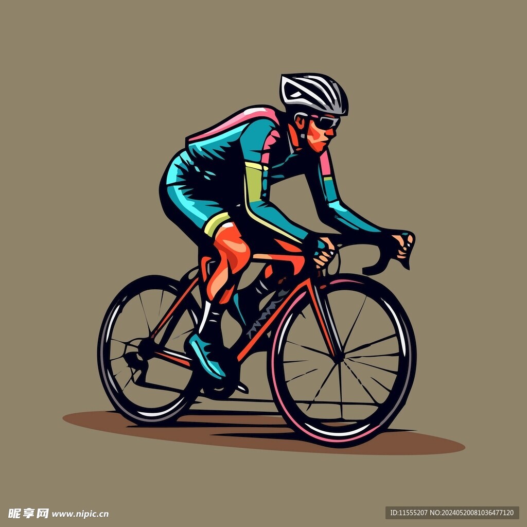 骑车运动员公路车矢量图