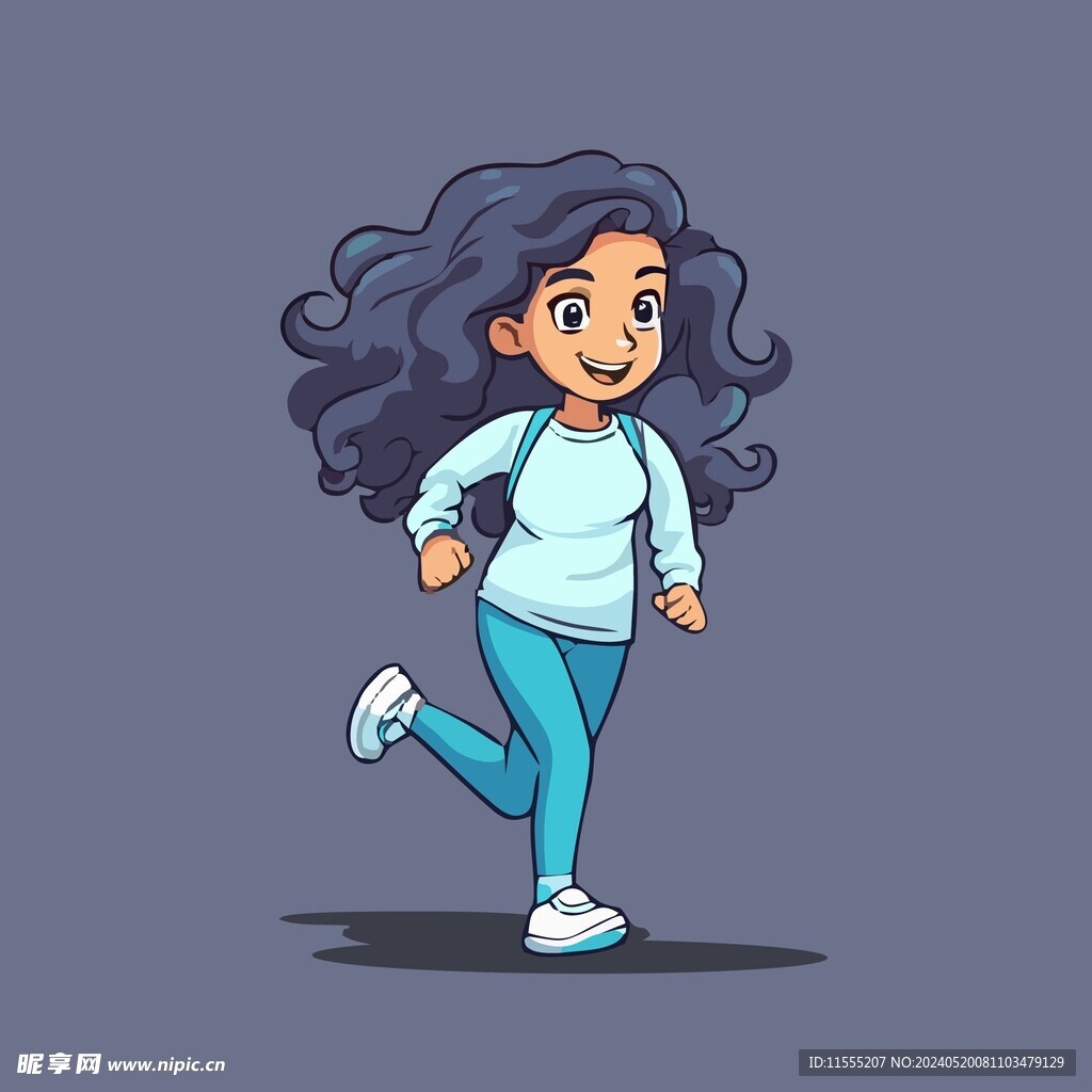 跑步的女孩晨跑田径运动员矢量