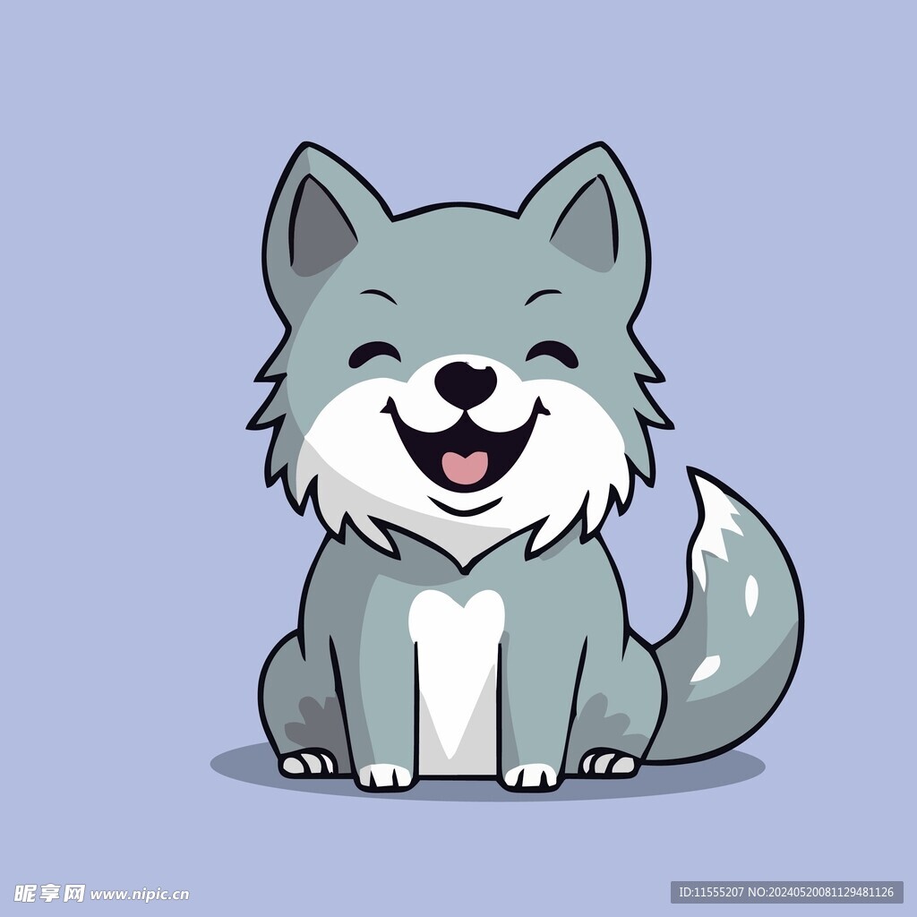 可爱小狼矢量卡通画儿童插画图片