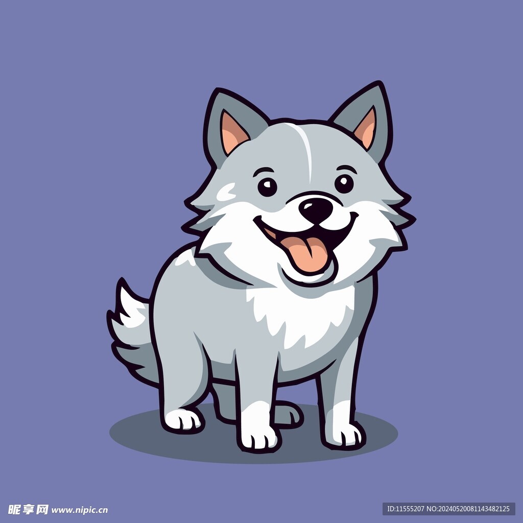 可爱小狼矢量卡通画儿童插画图片