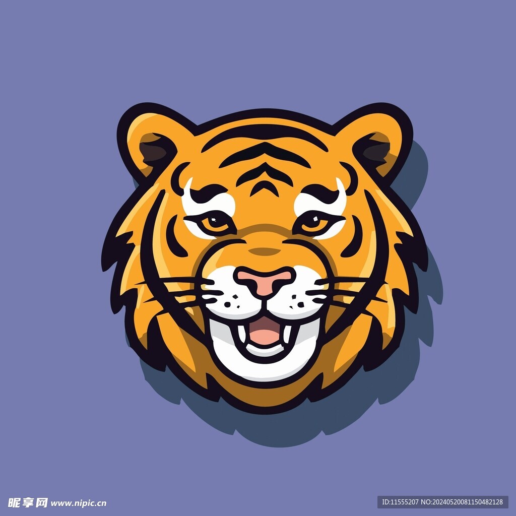 可爱老虎矢量卡通画儿童插画图片