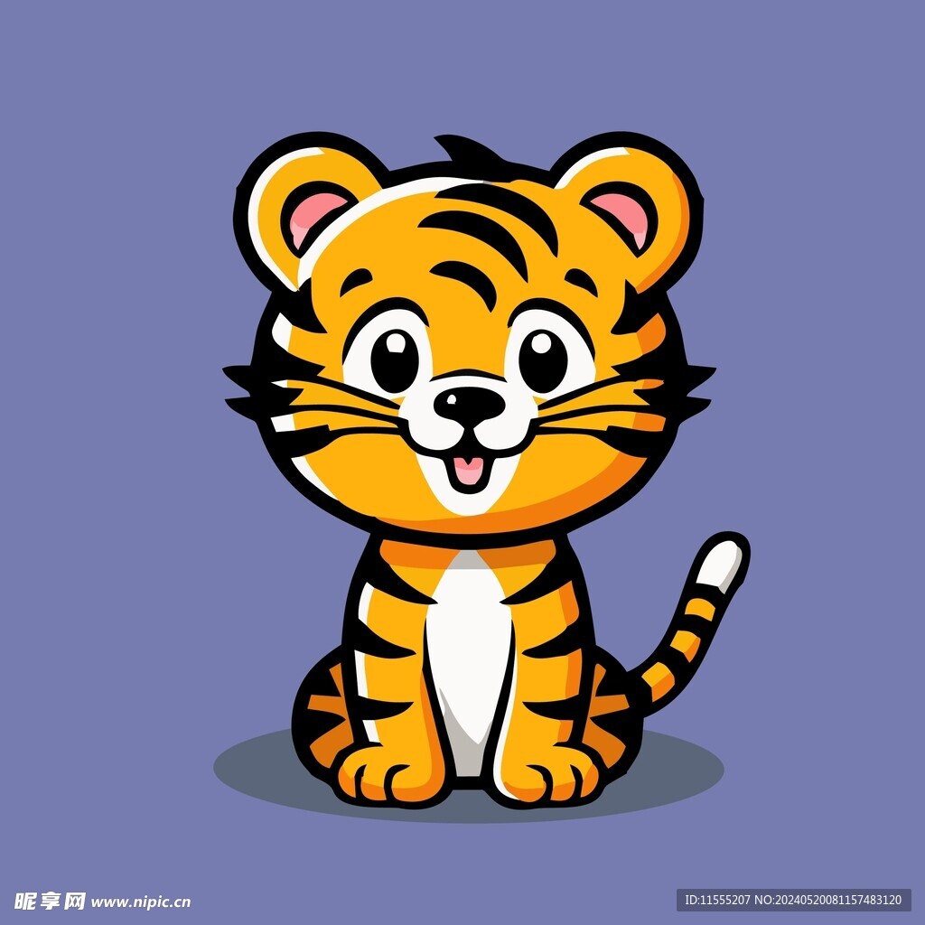 可爱老虎矢量卡通画儿童插画图片