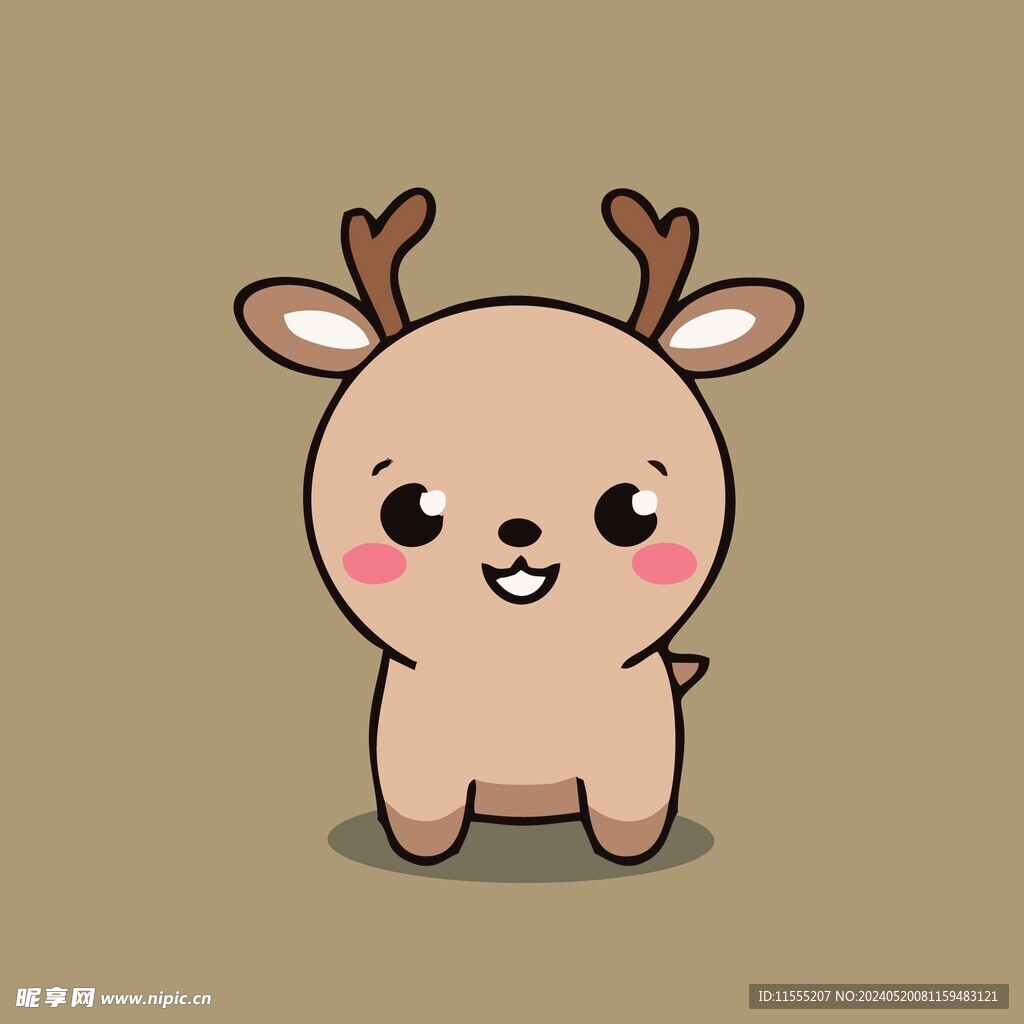 可爱小鹿矢量卡通画儿童插画