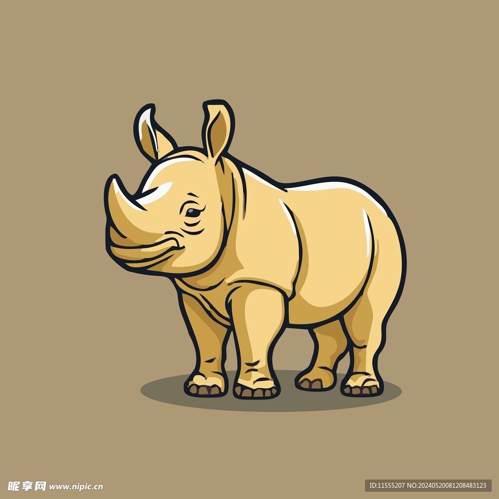 可爱犀牛矢量卡通画儿童插画