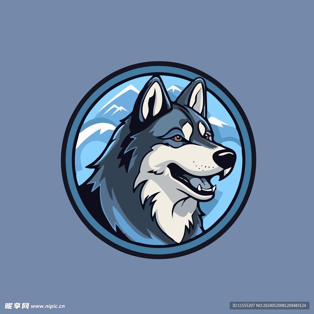 可爱小狼矢量卡通画儿童插画图片