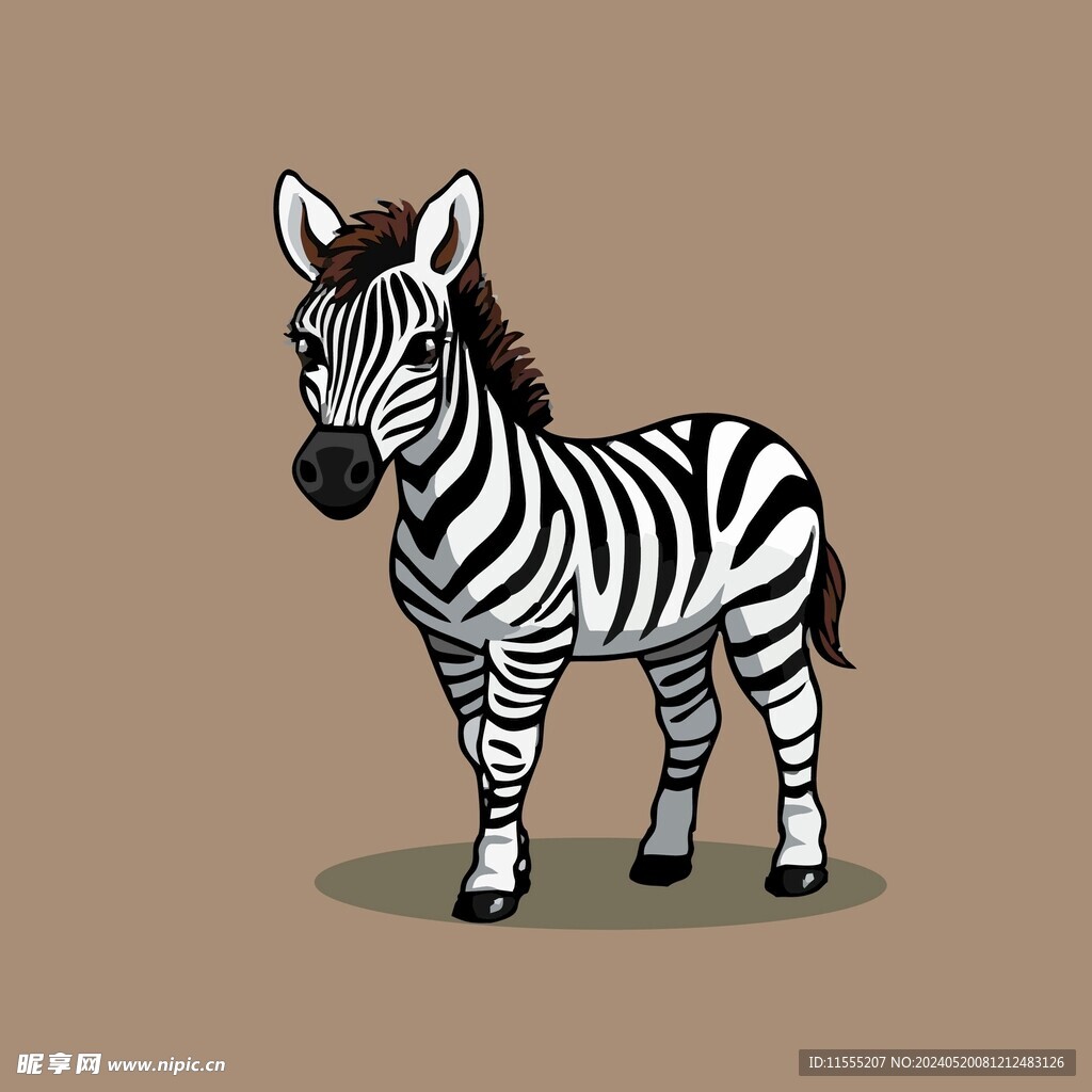 可爱斑马矢量卡通画儿童插画图片