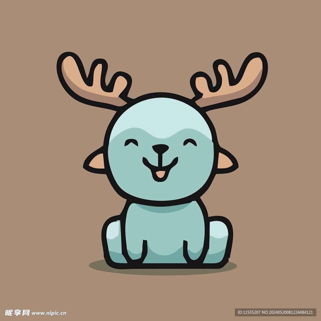 可爱小鹿矢量卡通画儿童插画图片