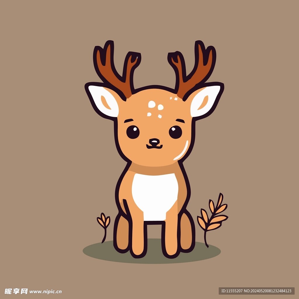 可爱小鹿矢量卡通画儿童插画图片