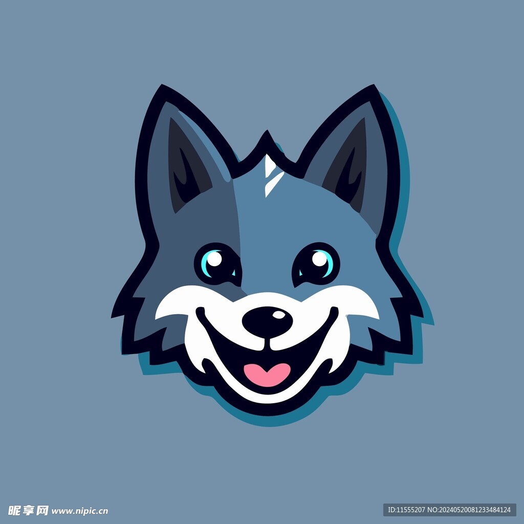 可爱小狼矢量卡通画儿童插画图片