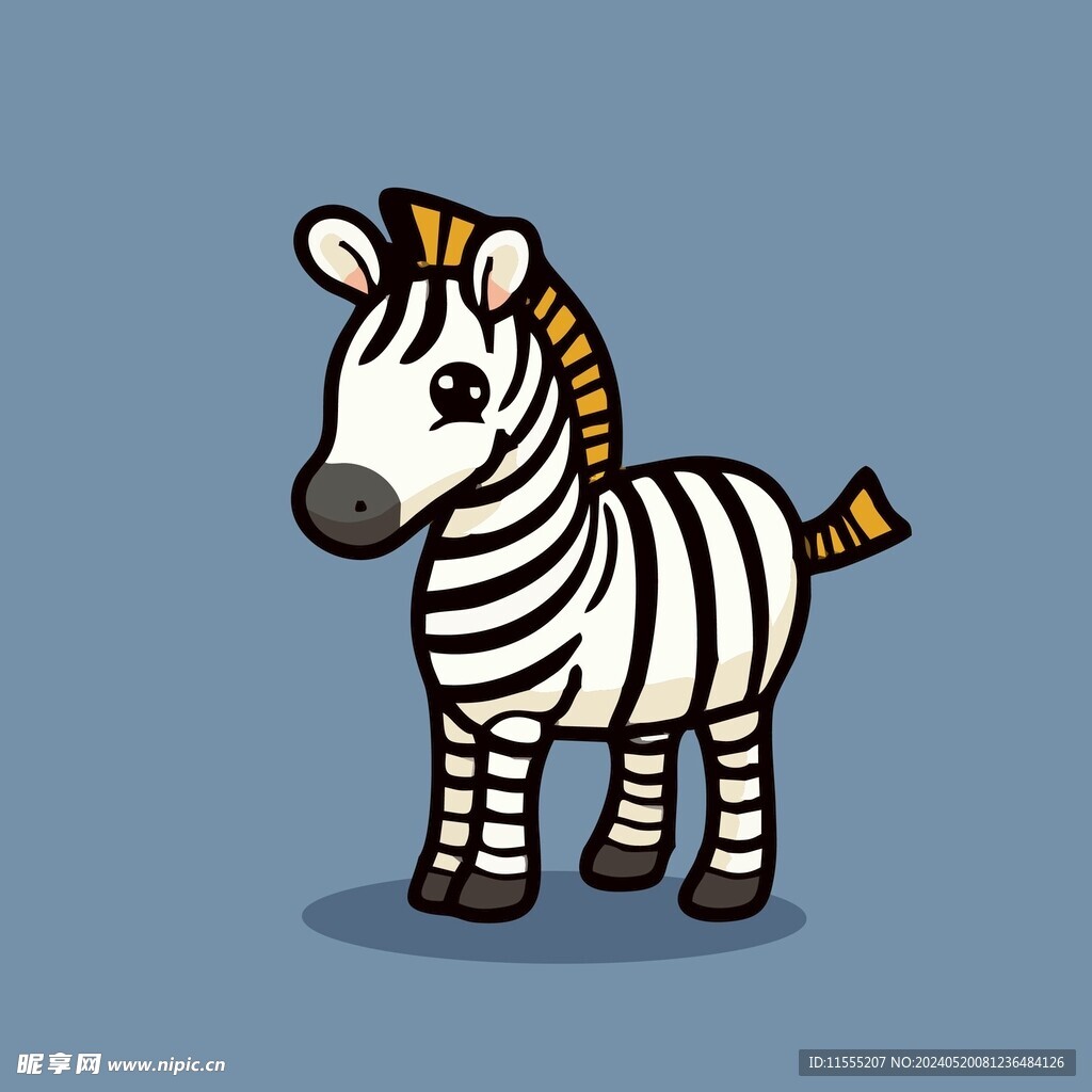 可爱斑马矢量卡通画儿童插画图片