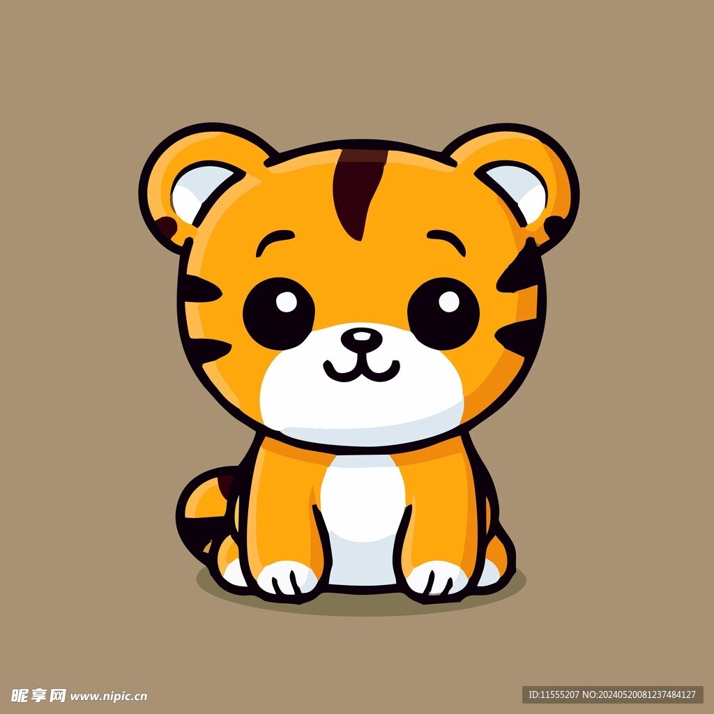 可爱老虎矢量卡通画儿童插画图片