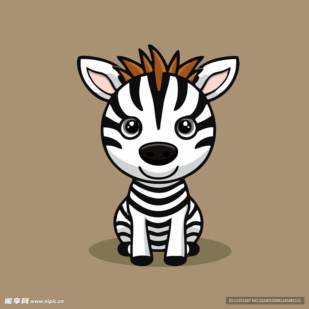 可爱斑马矢量卡通画儿童插画图片