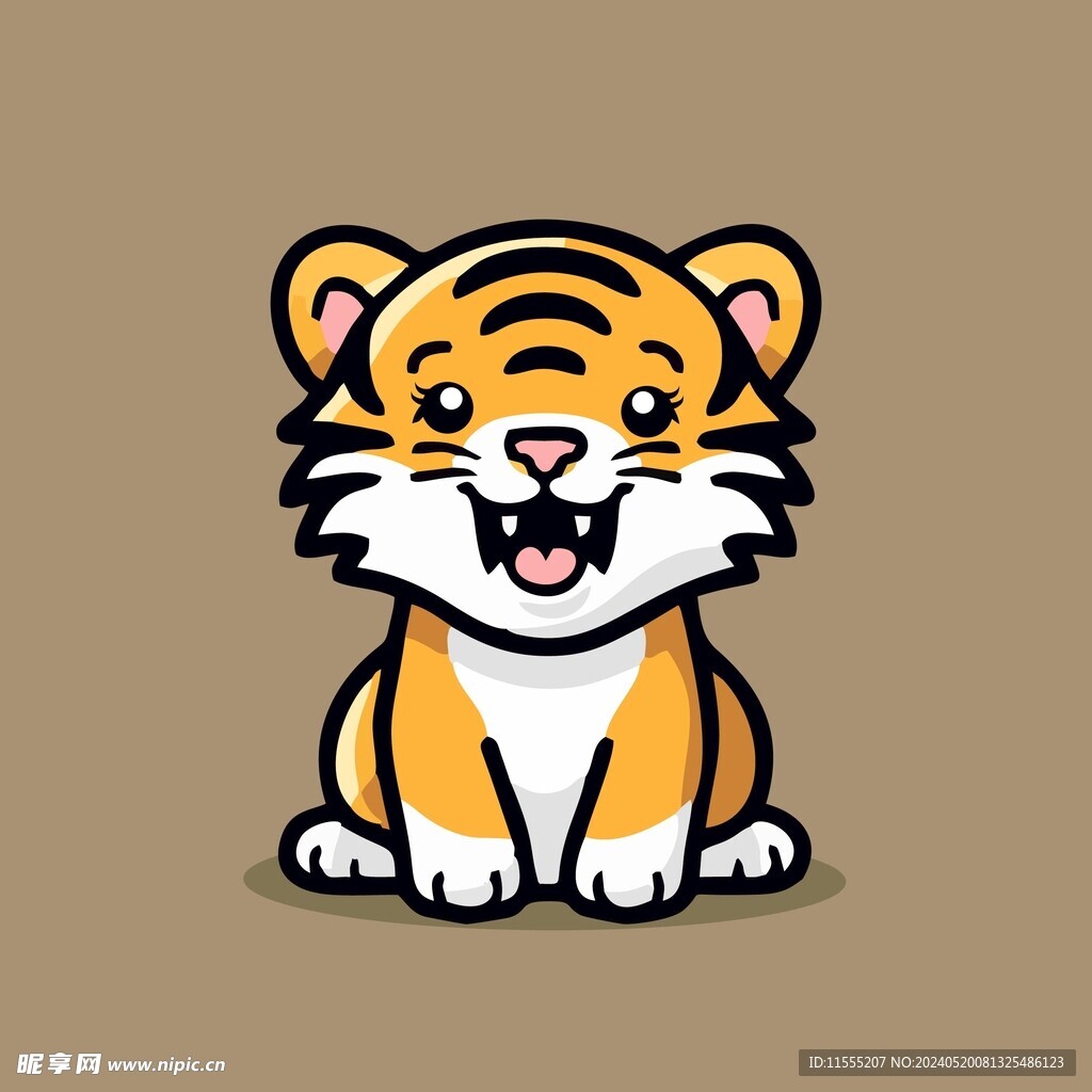 可爱老虎矢量卡通画儿童插画图片