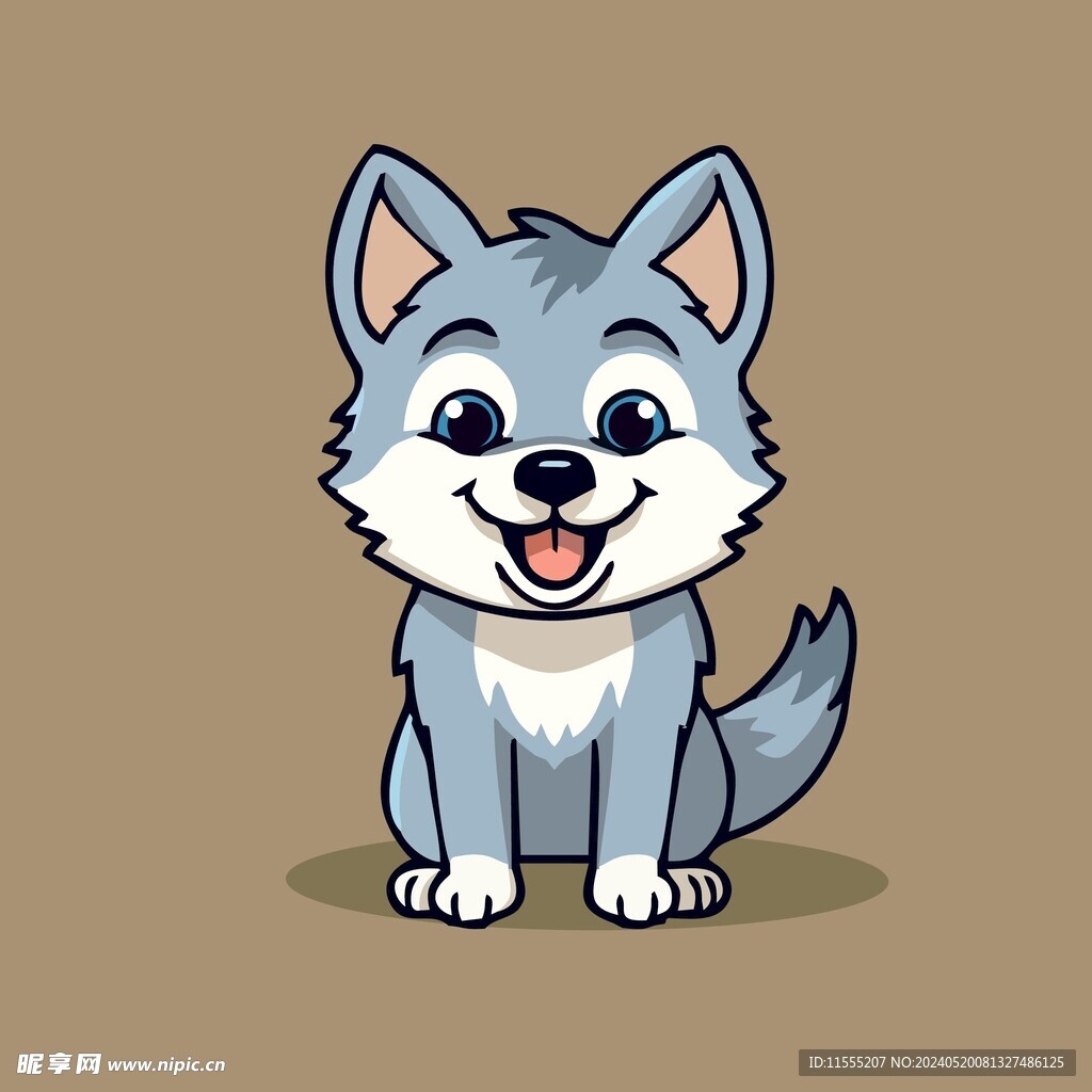 可爱小狼矢量卡通画儿童插画图片