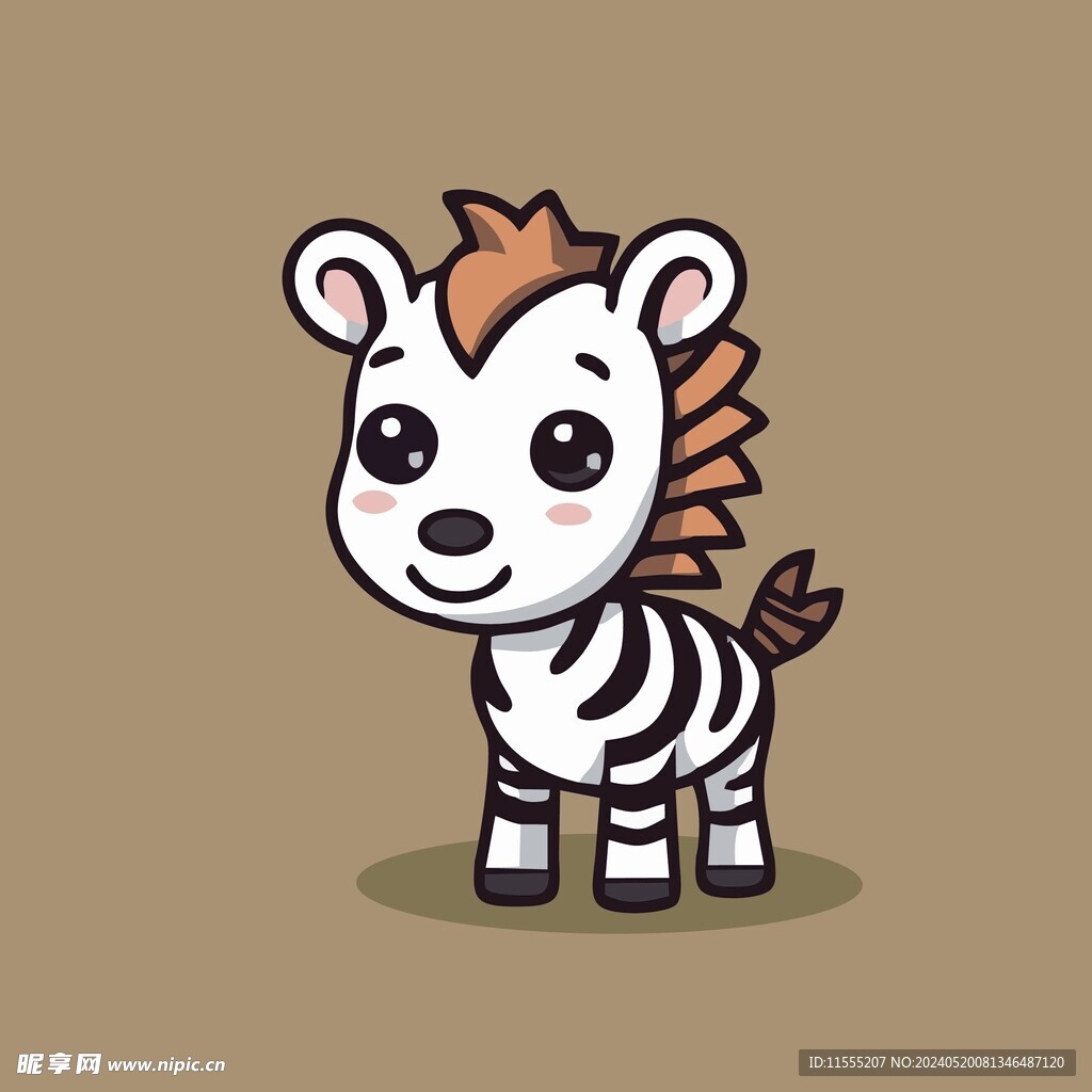 可爱斑马矢量卡通画儿童插画图片