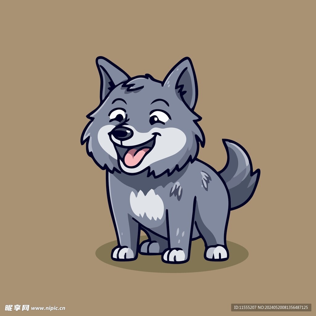 可爱小狼矢量卡通画儿童插画图片