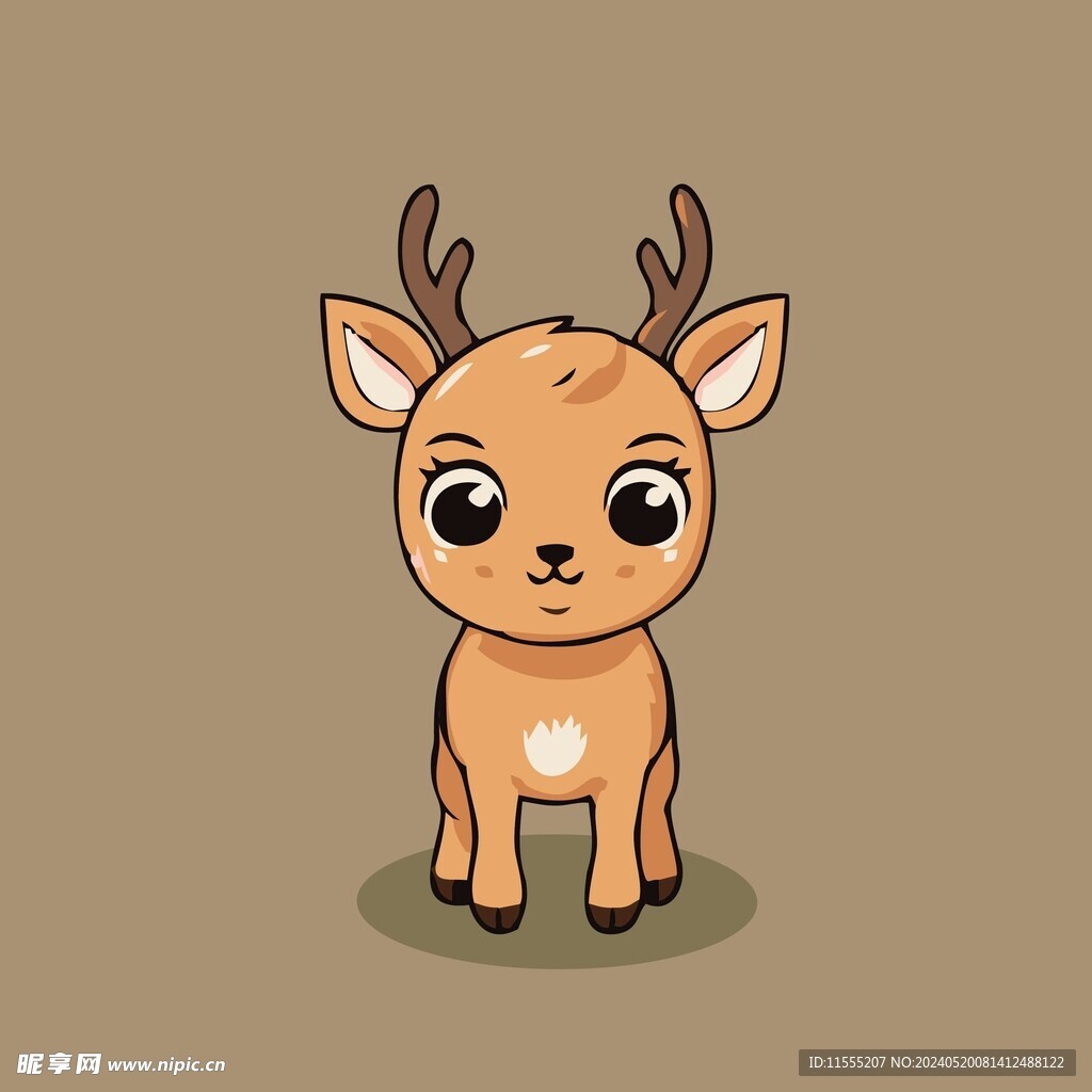 可爱小鹿矢量卡通画儿童插画