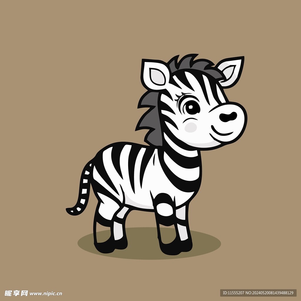 可爱斑马矢量卡通画儿童插画图片