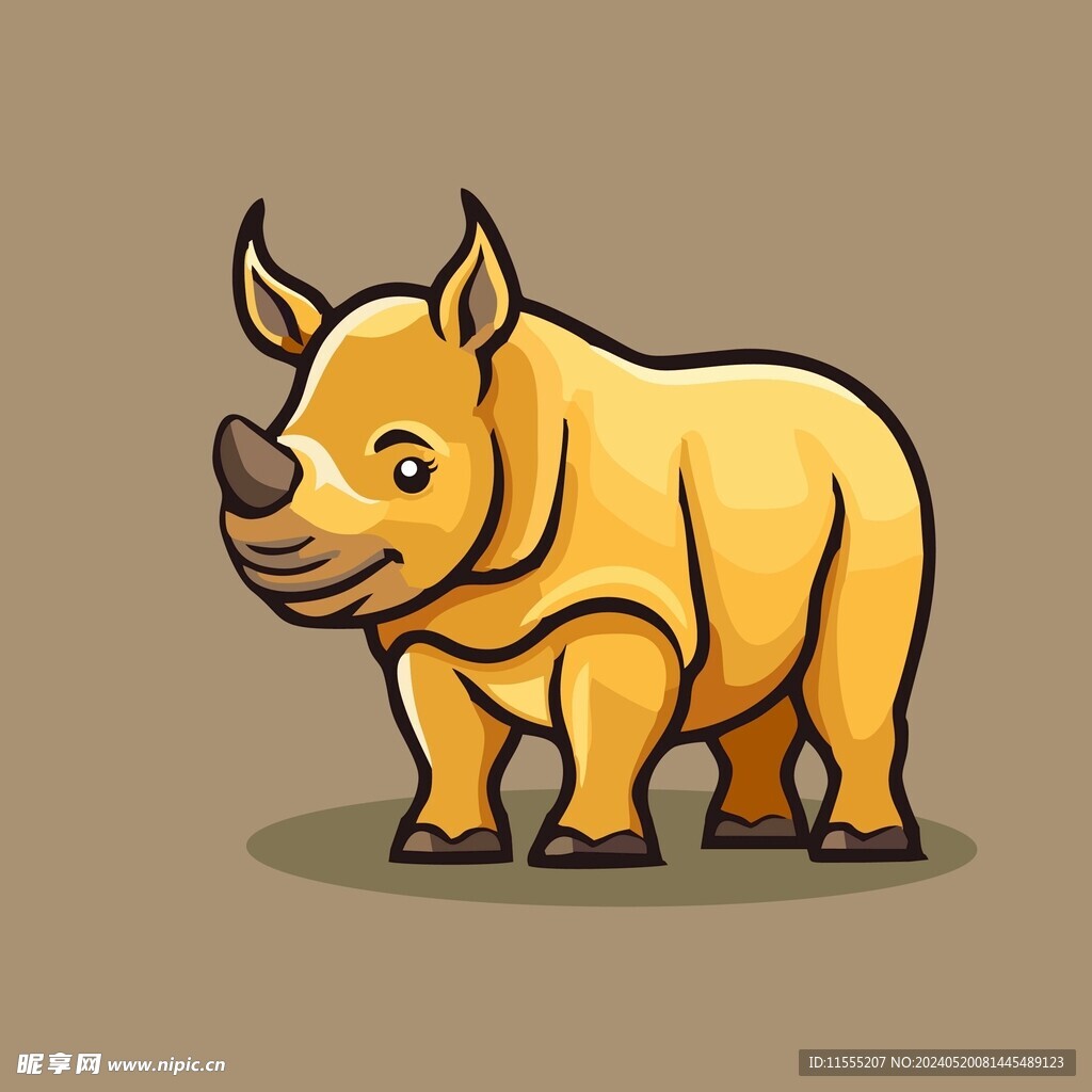 可爱犀牛矢量卡通画儿童插画