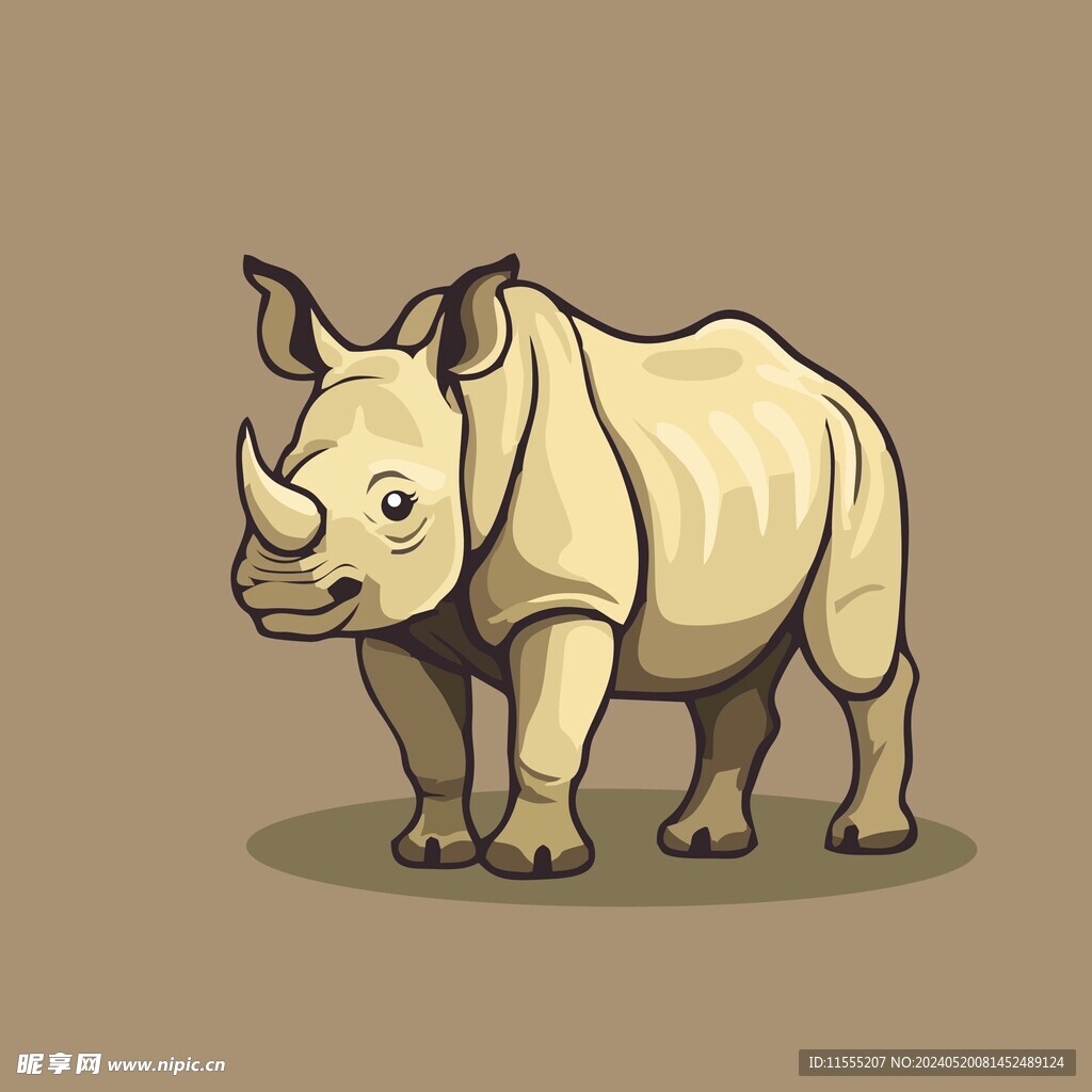 可爱犀牛矢量卡通画儿童插画