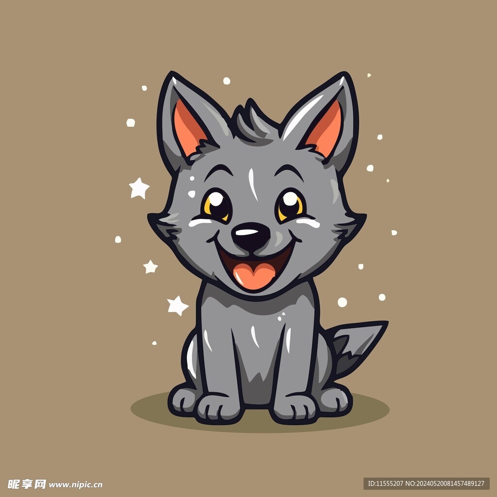 可爱小狼矢量卡通画儿童插画图片
