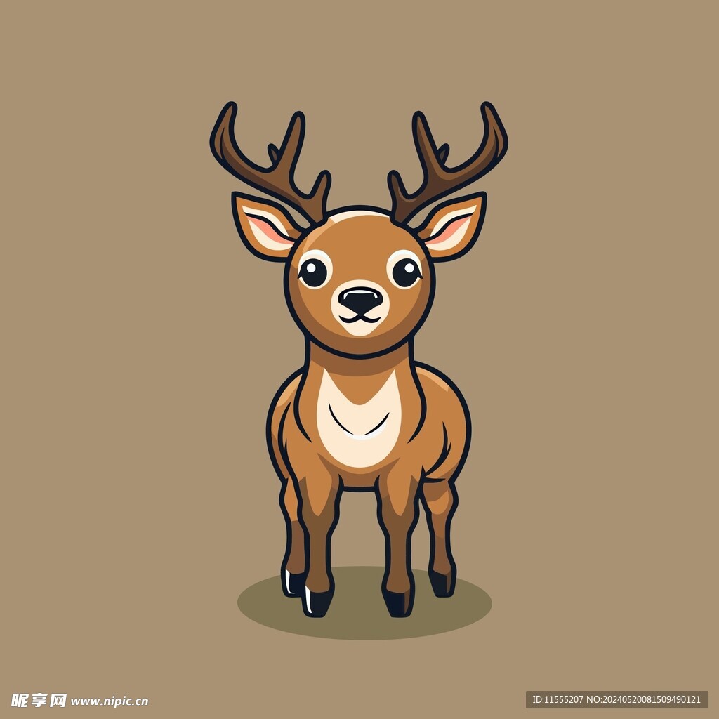 可爱小鹿矢量卡通画儿童插画图片